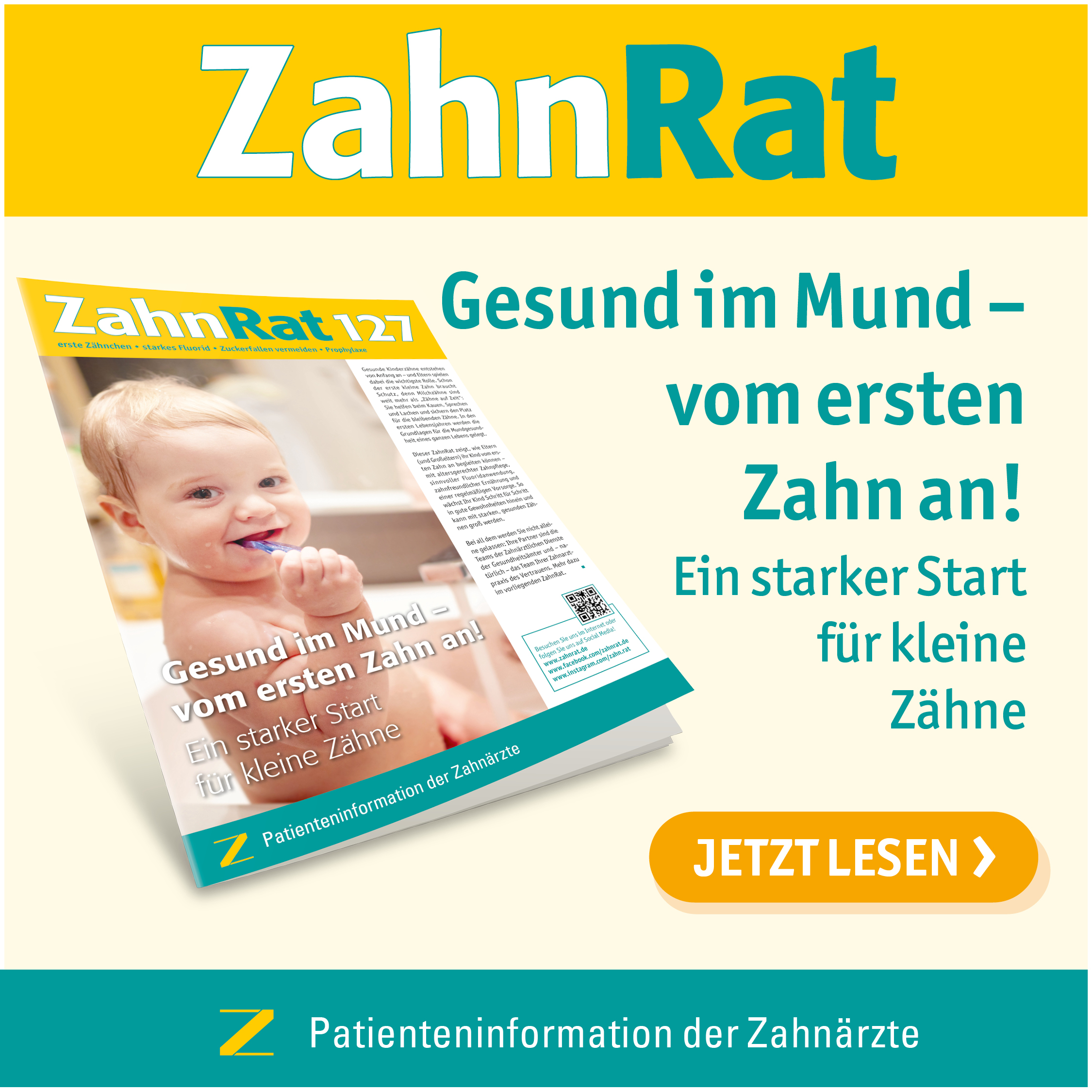 Aktuelle Ausgabe des Patientenmagazins ZahnRat
